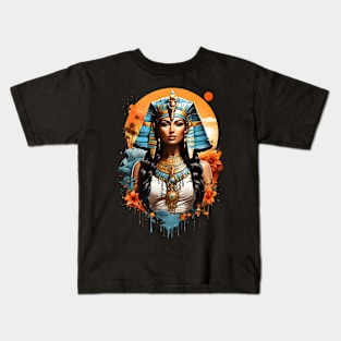 Cleopatra Queen of Egypt retro vintage floral design Kids T-Shirt